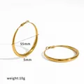 Pendientes de aro de acero inoxidable chapados en oro de 18 quilates, 55 mm de diámetro - 55mm (Tubo de 5mm) / Dorado
