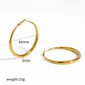 Pendientes de aro grandes de 60mm en acero inoxidable bañado en oro 18K - 60mm (Tubo de 5mm) / Dorado