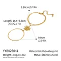 Spécifications détaillées de taille et de matériau pour le bracelet de main soleil plaqué or - Style Tournesol (YYB026041) / Or