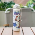 Gourde Shanhaijing dessin animé avec paille et dragonne pour le voyage - 700ml / Blanc-4