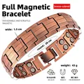 Vista dettagliata del bracciale magnetico color bronzo con dimensioni e info sulla lega - Stile Spazzolato Opaco (Modello Sedici) / Rame Rosso Antico