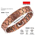 Bracciale magnetico esagonale bronzo, largo 1,2 cm, tondo 19 cm, lega di zinco salute - Stile a Nido d'Ape Esagonale (Modello Quindici) / Rame Rosso Antico