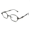Vintage dark metallic geometric glasses frame with unique temple details for men and women - Gunmetal Frame Clear Lens
