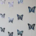 Beautiful iridescent 3D butterfly paper garland strings for birthday party and room decoration - Laser Silver Black