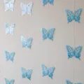 Vibrant light blue 3D butterfly paper garlands for birthday party and room decor - Laser Silver Blue
