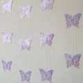 3D holographic purple butterfly paper garland string for birthday party wall decoration - Laser Silver Purple