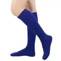 Premium solid royal blue knee-high socks for women, breathable cotton blend fabric - One Size / 51# Royal Blue