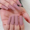 Elegantes uñas postizas cuadradas de color rosa mate de longitud media para mujer - Ataúd Largo / 24 Piezas/Juego / Rosa Palo Mate (CDJ-A3-24MS)