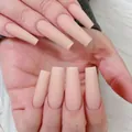 Uñas postizas cuadradas mate color carne para manicura de longitud media - Cuadrado Mediano / 24 Piezas/Juego / Rosa Nude Mate