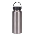 1L large capacity stainless steel insulated sports water bottle in silver finish - Silver G Style-Black Lid