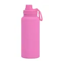 Durable 1L pink stainless steel sports water bottle with portable handle for outdoor use - Rose Red-Sports Style