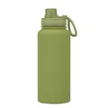 1L olive green insulated stainless steel sports water bottle with wide mouth and handle - Matcha Green-Sports Style