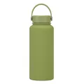 Olive green 1L wide-mouth stainless steel insulated sports water bottle for outdoor use - Matcha Green