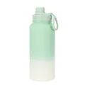 1L mint green gradient stainless steel sports water bottle with wide mouth lid and loop - Light Green Gradient-Sports Style