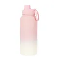 1L stainless steel sports water bottle with pink white gradient matte finish and handle - Light Pink Gradient-Sports Style
