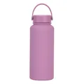 Large capacity 1L purple stainless steel sports water bottle with wide mouth carry handle - Lotus Root Purple / 1L