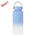 1L blue-white gradient stainless steel sports water bottle with wide mouth and handle - Haze Blue Gradient (New Color) / 1L