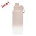Large 1L stainless steel insulated water bottle with a stylish pink and white gradient - Milk Tea Gradient - Sporty Style (new Color) / 1L