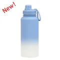 Large 1L stainless steel sports water bottle featuring a blue to white gradient finish - Haze Blue Gradient - Sporty Style (new Color) / 1L