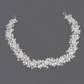Elegantes handgefertigtes Braut-Stirnband mit Perlen und Kristallen für Hochzeitsfeiern. - Silbernes Vielseitiges Und Luxuriöses Brautstirnband Hs-j4506