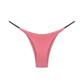Women's sexy pink cotton thong underwear with thin black straps and low waist design - Rose Pink