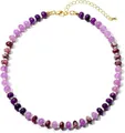 Handmade bohemian style natural stone and crystal beaded necklace in purple hues - Style 117 / 6mm