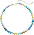 Vibrant bohemian style necklace featuring colorful natural stone and crystal beads decor - Style 116 / 6mm