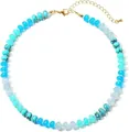 Handmade Bohemian blue natural stone crystal beaded necklace with dopamine color palette - Style 118 / 6mm