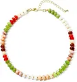 Handmade Bohemian style beaded necklace featuring colorful natural stones and crystals. - Style 115 / 6mm