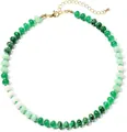Bohemian style beaded necklace with green natural stones and colorful crystal beads - Style 114 / 6mm
