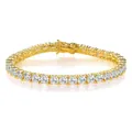 Luxury 18k gold-plated single row tennis bracelet with sparkling round zircons - 7.5 Inches / 6mm / Gold