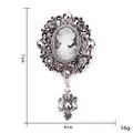 Ornate vintage cameo brooch for women with sparkling crystal rhinestones and silver alloy - Grey Rhinestone Style (XD7355 Antique Silver)