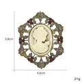 Vintage cameo brooch for women with red rhinestones and 5.8cm height measurement - Goddess Portrait Gold Style (XD7568-1 Antique Gold)