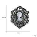 Elegant vintage cameo brooch featuring rhinestone alloy frame with detailed measurements - Filigree Hollow Silver Style (XD7568-2 Antique Silver)