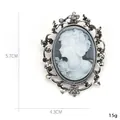 Victorian style oval cameo brooch with grey rhinestones, 5.7cm x 4.3cm size, 15g - Grey Rhinestone Silver Style (XD7574-2 Antique Silver)