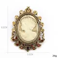 Vintage bronze cameo brooch with amber and red rhinestones, size 6.5x5.0cm - Champagne Rhinestone Style (XD7575-1 Antique Gold)