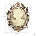 Retro style cameo brooch featuring rhinestone oval frame, size 5.7x4.3cm, total weight 15g - Red-Brown Rhinestone Style (XD7574-1 Antique Gold)