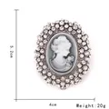 Vintage style cameo brooch for women featuring shiny rhinestones and silver alloy finish. - Victorian Silver Style (XD7363-2 Antique Silver)
