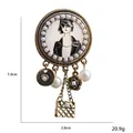 Vintage gold-plated beauty head brooch decorated with pearls and camellia flower charms - Sunglasses Lady Enamel Style (XD8443)