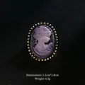 Vintage purple cameo lady brooch in gold alloy frame, 2.2x2.8cm, weight 6.3g. - Purple Cameo Gold Bead Border (XD7413-5)