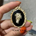 Vintage gold-tone beauty head cameo brooch, size 4.5x3.5cm, 14g, alloy pin jewelry - Baroque Gold Portrait (XD10785)