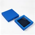 Premium blue square PE film floating display box for jewelry rings and bracelets - Top and Bottom Box with Finger Notch (Including Inner Box) / 7*7*2cm / Blue