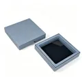 Premium gray square PE film floating display box for jewelry rings and bracelets storage - Finger Slot Top and Bottom Cover Box (With Inner Box) / 7*7*2cm / Gray
