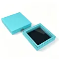 Professional Tiffany blue square jewelry display box with transparent PE film window - Finger Slot Top and Bottom Cover Box (With Inner Box) / 7*7*2cm / Mint Green