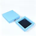 Premium light blue square PE film floating display box for jewelry storage and presentation - Top and Bottom Box with Finger Notch (Including Inner Box) / 7*7*2cm / Sky Blue