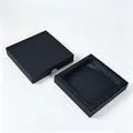 Square black PE film floating display box for jewelry and ring storage packaging - Top and Bottom Box with Finger Notch (Including Inner Box) / 7*7*2cm / Black