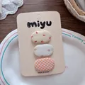 3er-Set süße Stoff-Haarspangen für Mädchen mit Kirsch-, Blumen- und Karomustern - 1-orange Kariertes Muster