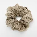Chouchou en résille imprimé léopard avec organza double couche style vintage pour femme - Grand Double Couche Khaki Léopard