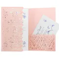 Elegante roze lasergesneden trouwuitnodiging pocket met een bijpassende wenskaart. - Roze