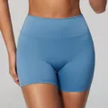 Short de yoga taille haute sensation peau nue bleu brume pour la course et le fitness - S / Bottoms / Cloisonné